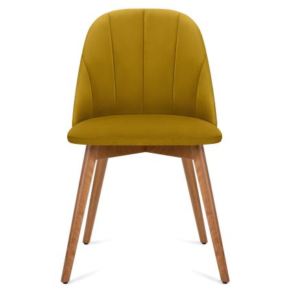 Silla de comedor BAKERI 86x48 cm amarillo/roble claro