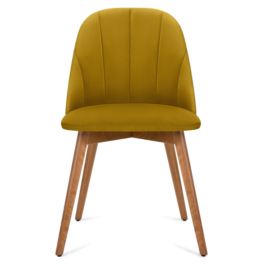 Silla de comedor BAKERI 86x48 cm amarillo/roble claro