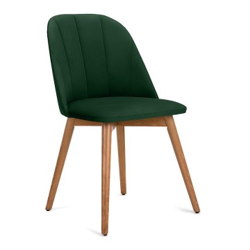 Silla de comedor BAKERI 86x48 cm verde oscuro/roble claro