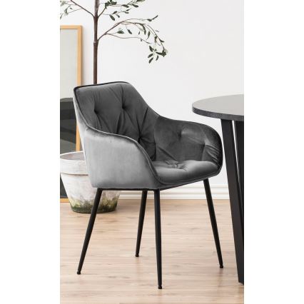 Silla de comedor con reposabrazos AYLIN 1 pz gris oscuro