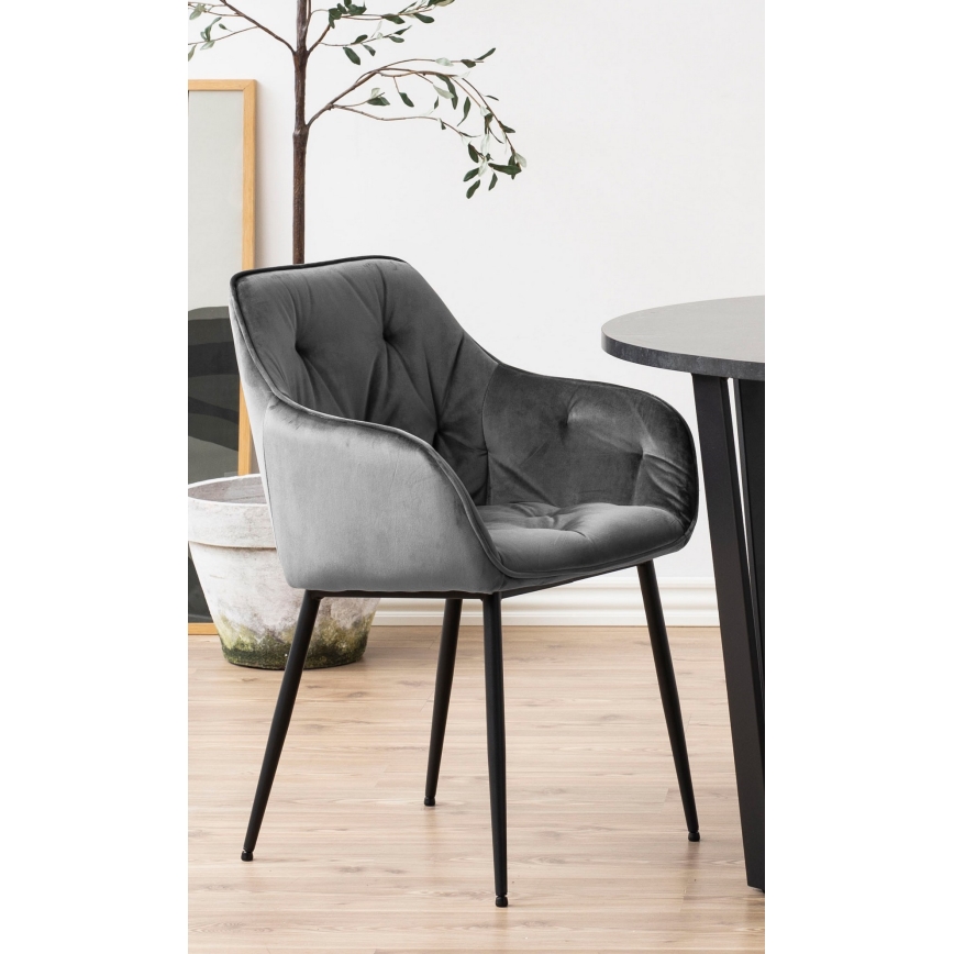 Silla de comedor con reposabrazos AYLIN 1 pz gris oscuro