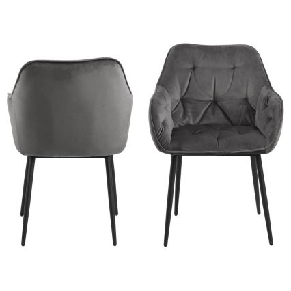 Silla de comedor con reposabrazos AYLIN 1 pz gris oscuro
