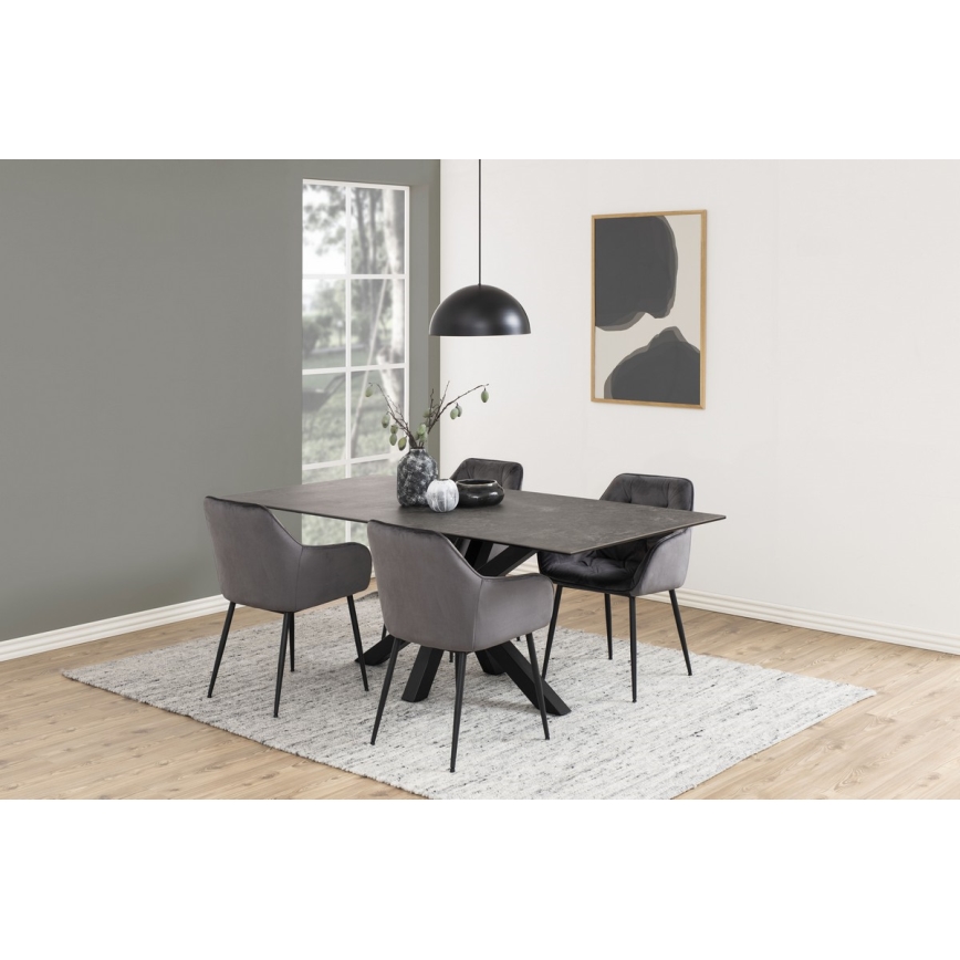 Silla de comedor con reposabrazos AYLIN 1 pz gris oscuro