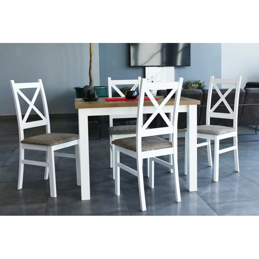 Silla de comedor NATE blanco/marrón