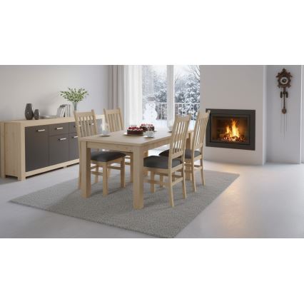 Silla de comedor SIMON haya/gris oscuro