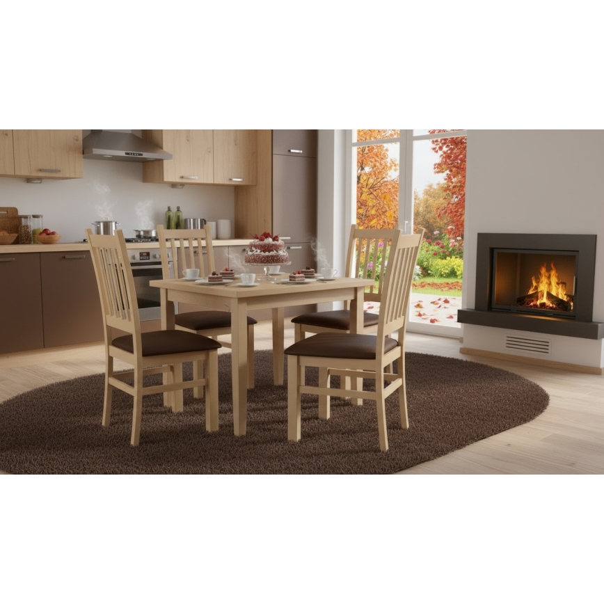 Silla de comedor SIMON haya/marrón oscuro