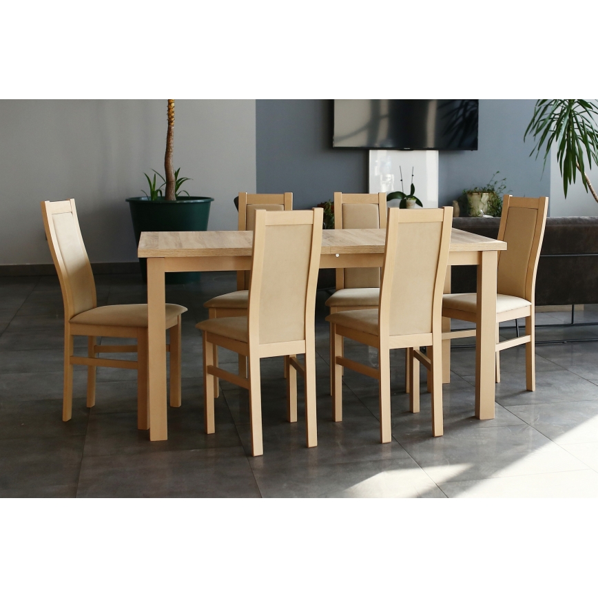Silla de comedor ZOE roble/crema