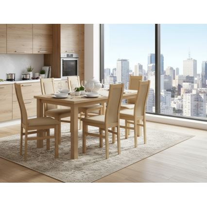 Silla de comedor ZOE roble/crema