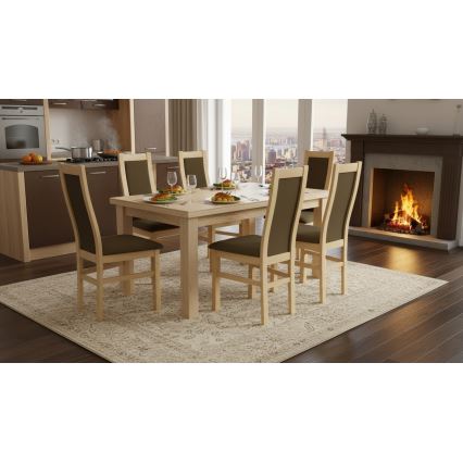 Silla de comedor ZOE roble/marrón oscuro