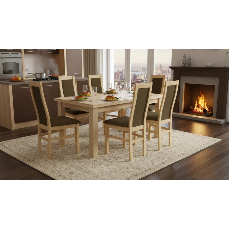 Silla de comedor ZOE roble/marrón oscuro