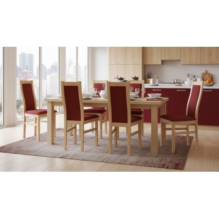 Silla de comedor ZOE roble/roja