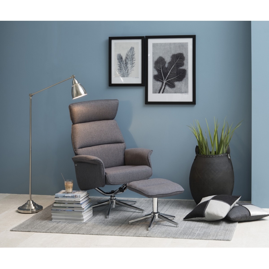 Silla regulable con reposapiés DELIA gris oscuro