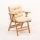Sillón de jardín plegable con cojín beige/madera de haya