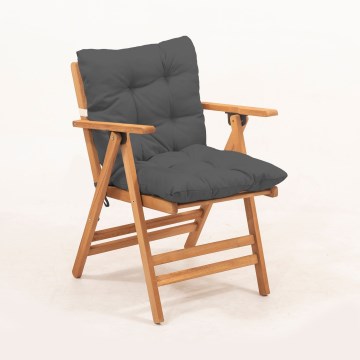 Sillón de jardín plegable con cojín gris/carpino