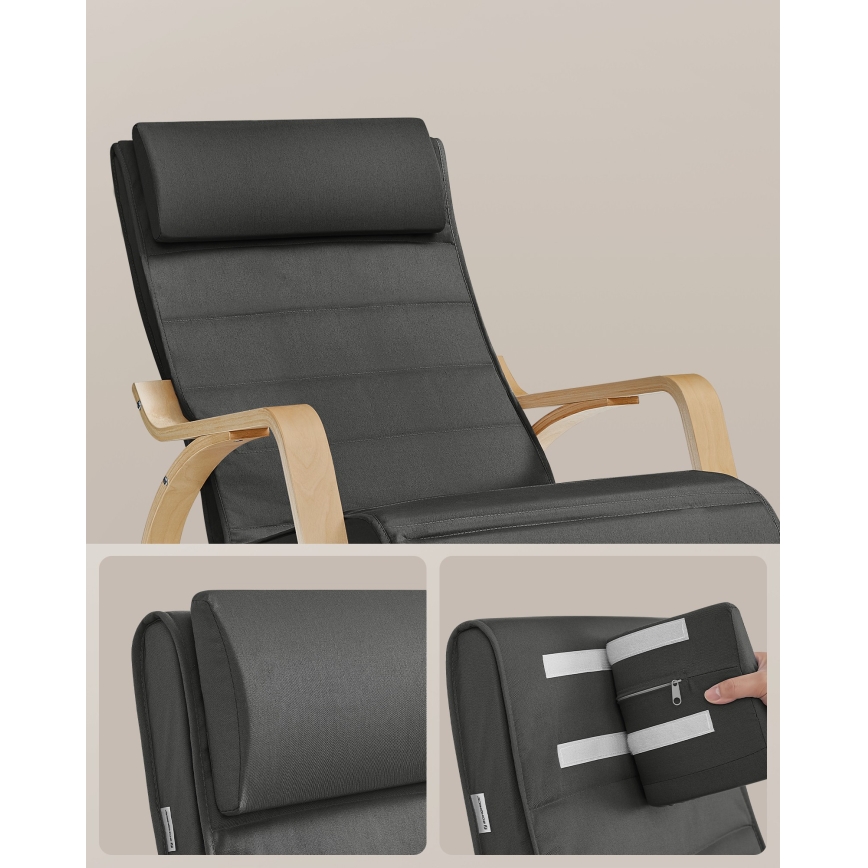 Sillón mecedor RESTLY en gris oscuro