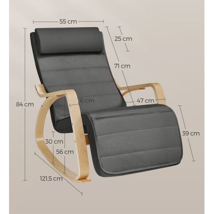 Sillón mecedor RESTLY en gris oscuro