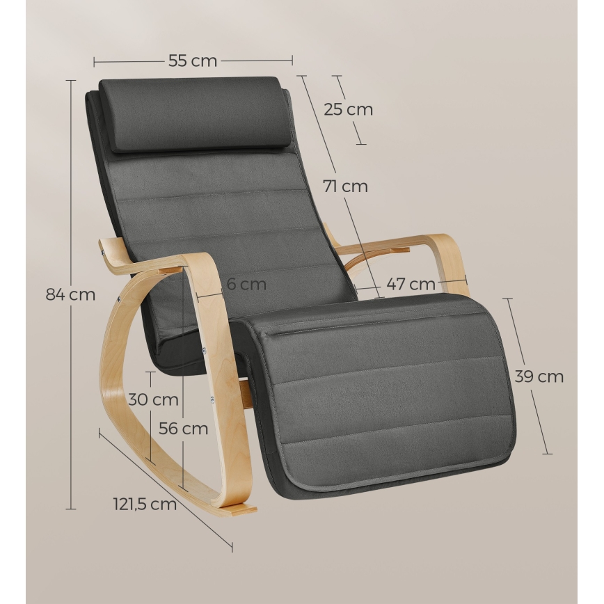 Sillón mecedor RESTLY en gris oscuro