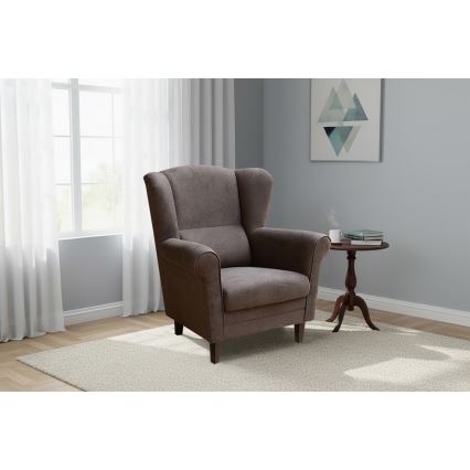 Sillón orejero GALA marrón oscuro