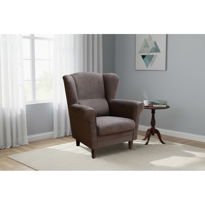 Sillón orejero GALA marrón oscuro