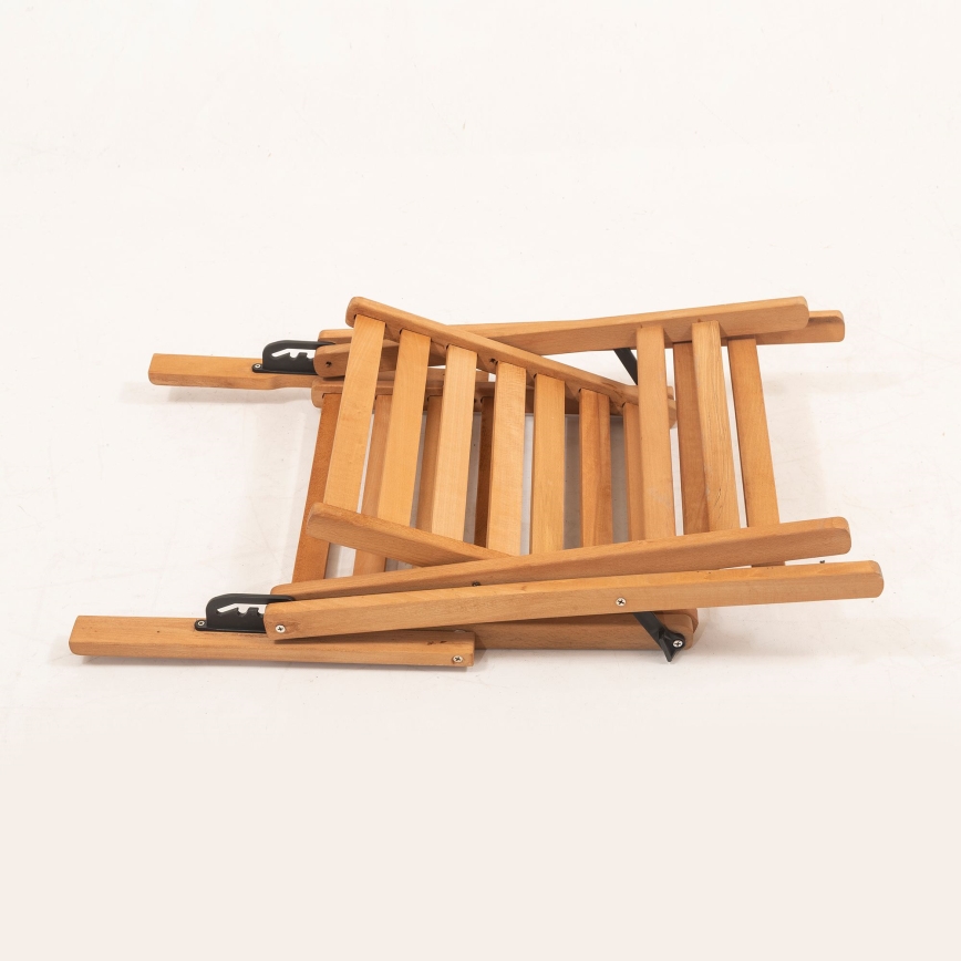 Sillón de jardín plegable con cojín beige/madera de haya