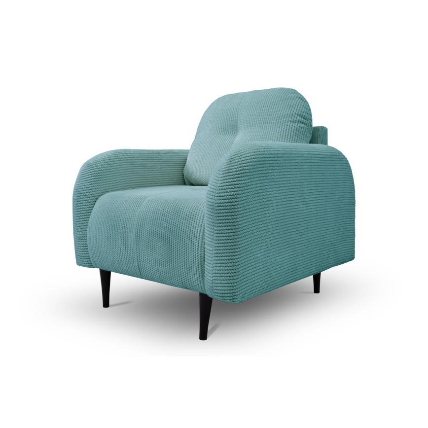 Sillón tapizado CLOUDY en color turquesa