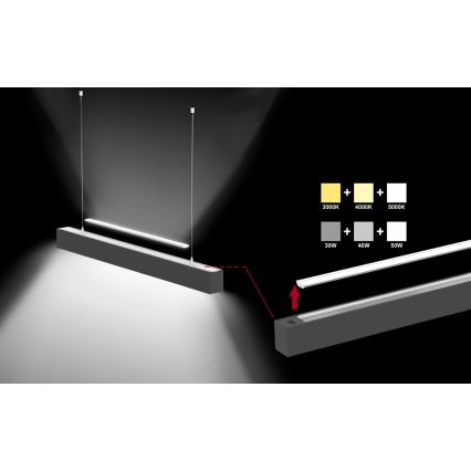 Sinclair - Plafón LED LSM LED/40W/230V 3000K/4000K/5000K 120 cm negro