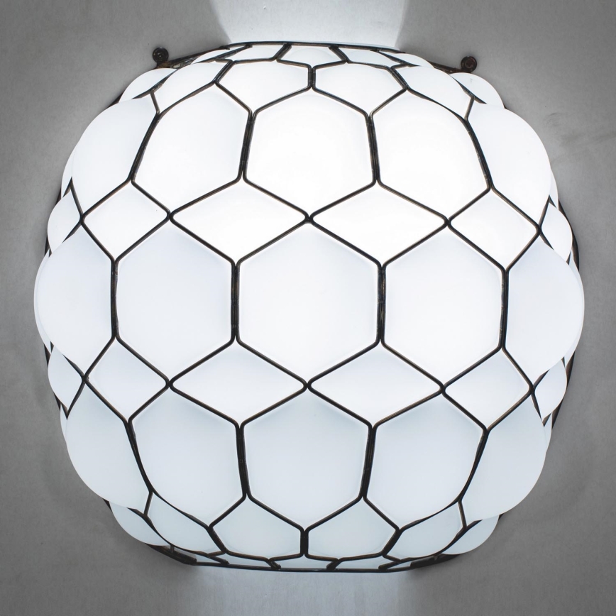 SIRU - Aplique GALAPAGOS 1xE27/60W/230V negro/blanco Vidrio veneciano