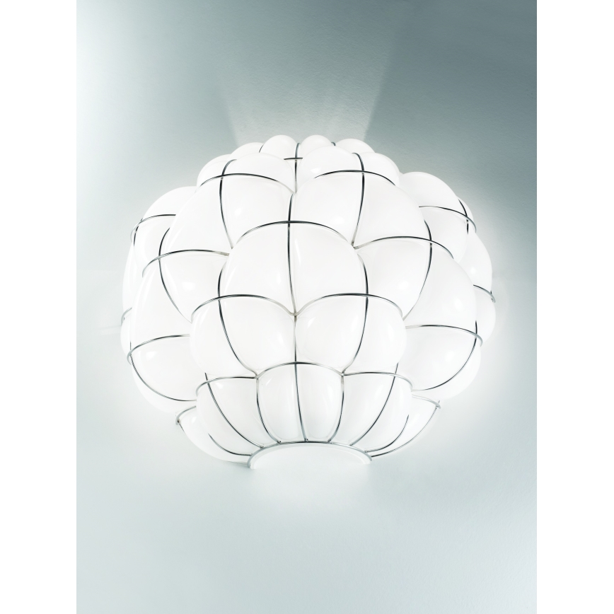 SIRU - Aplique POUFF 1xE27/60W/230V cromo brillante/blanco vidrio veneciano