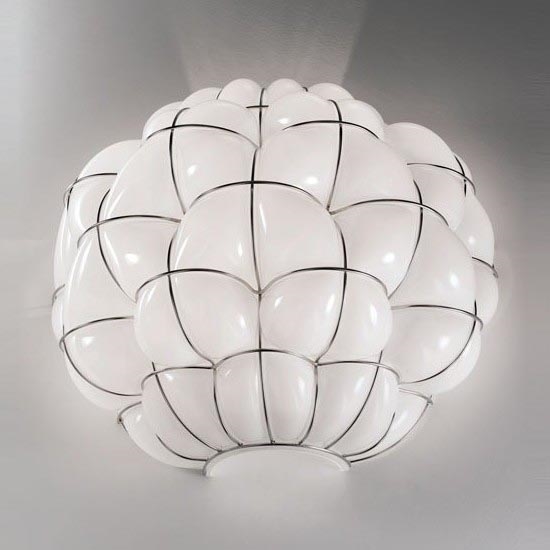SIRU - Aplique POUFF 1xE27/60W/230V cromo brillante/blanco vidrio veneciano