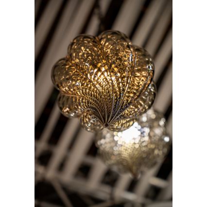 SIRU - Lámpara colgante con cadena GOCCIA 1xE27/60W/230V diá. 25 cm beige/marrón Vidrio veneciano