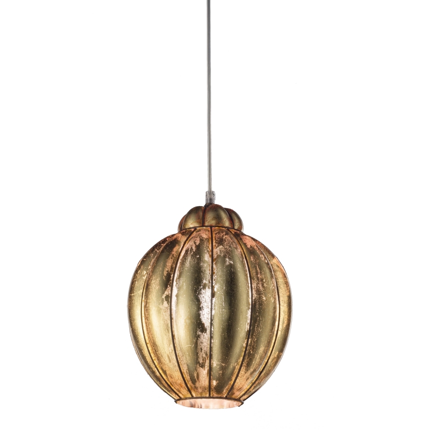 SIRU - Lámpara colgante FOGLIA ORO 1xE27/60W/230V diá. 25 cm Vidrio veneciano/dorado