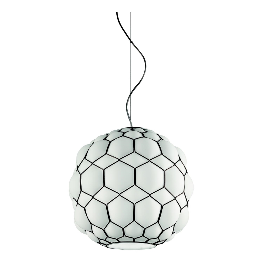 SIRU - Lámpara colgante GALAPAGOS 1xE27/60W/230V negro/blanco Vidrio veneciano