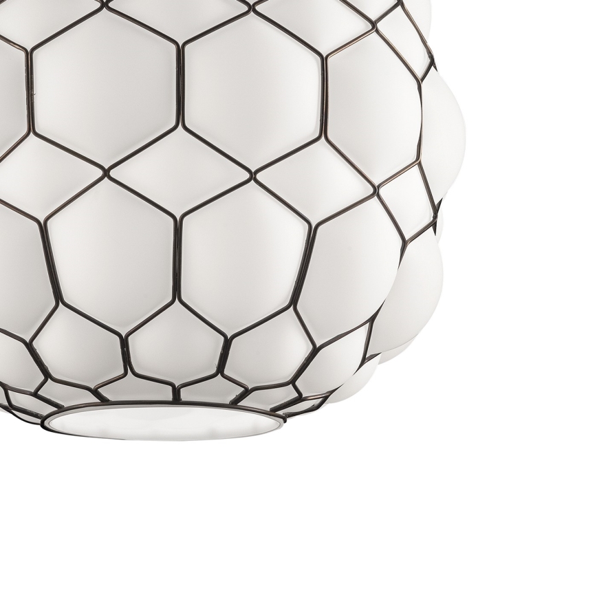 SIRU - Lámpara colgante GALAPAGOS 1xE27/60W/230V negro/blanco Vidrio veneciano