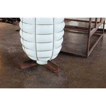 SIRU - Lámpara colgante LANTERNA 1xE27/60W/230V diá. 32 cm negro/blanco Vidrio veneciano