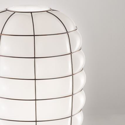 SIRU - Lámpara colgante LANTERNA 1xE27/60W/230V diá. 32 cm negro/blanco Vidrio veneciano