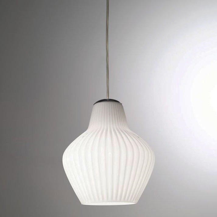 SIRU - Lámpara colgante LONDON 1xE27/60W/230V blanco/cromo brillante Vidrio veneciano