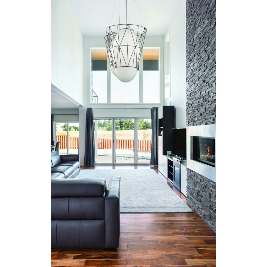 SIRU - Lámpara colgante SEGNI 1xE27/60W/230V negro/blanco Vidrio veneciano