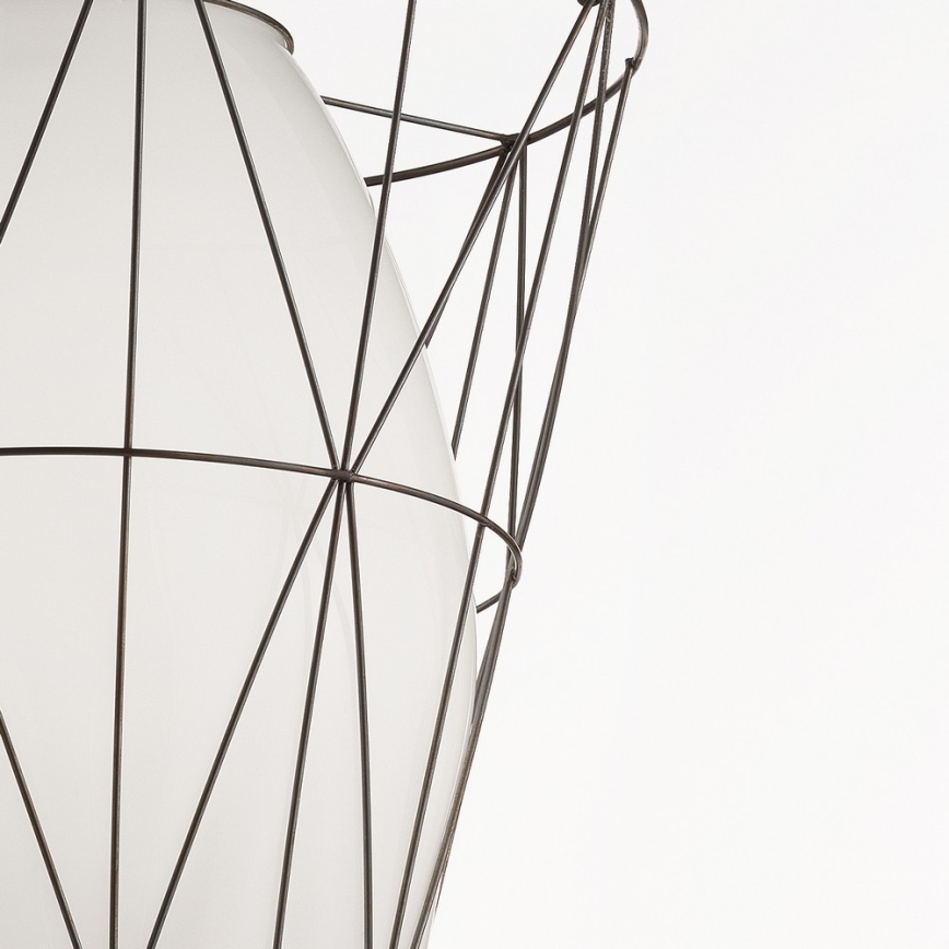 SIRU - Lámpara colgante SEGNI 1xE27/60W/230V negro/blanco Vidrio veneciano