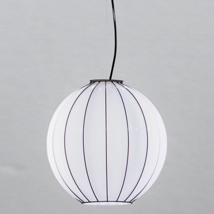 SIRU - Lámpara colgante SFERA 1xE27/60W/230V diá. 32 cm negro/blanco Vidrio veneciano