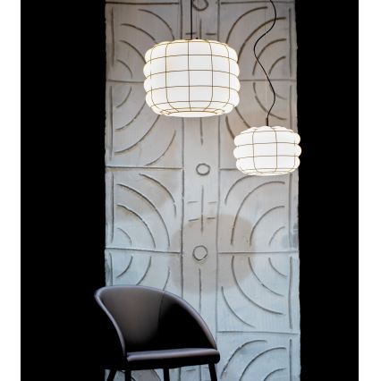 SIRU - Lámpara colgante TERRA 1xE27/60W/230V negro/blanco Vidrio veneciano