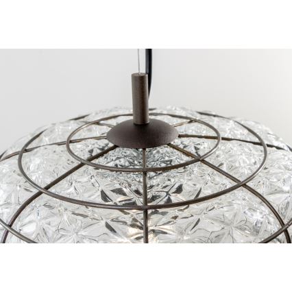 SIRU - Lámpara colgante TERRA 1xE27/60W/230V negro/transparente Vidrio veneciano