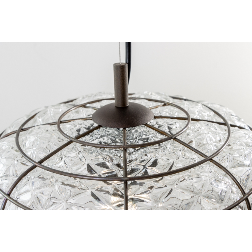 SIRU - Lámpara colgante TERRA 1xE27/60W/230V negro/transparente Vidrio veneciano
