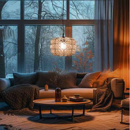 SIRU - Lámpara colgante TERRA 1xE27/60W/230V negro/transparente Vidrio veneciano