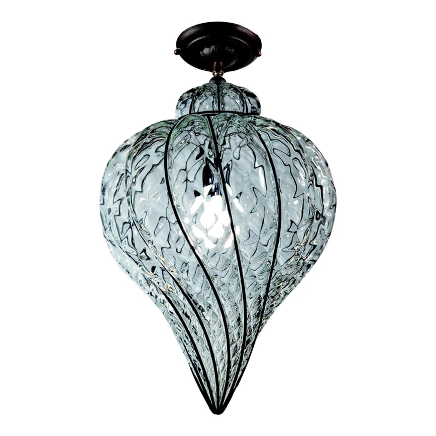 SIRU - Lámpara de techo GOCCIA 1xE27/60W/230V diá. 25 cm transparente/marrón Vidrio veneciano