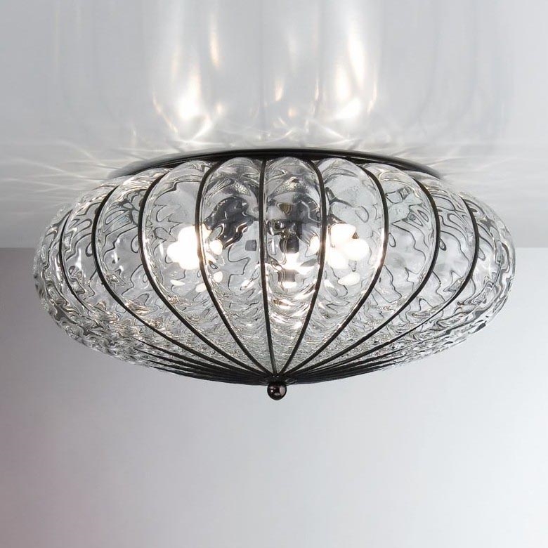 SIRU - Plafón ACCADEMIA 3xE27/60W/230V transparente/negro Vidrio veneciano