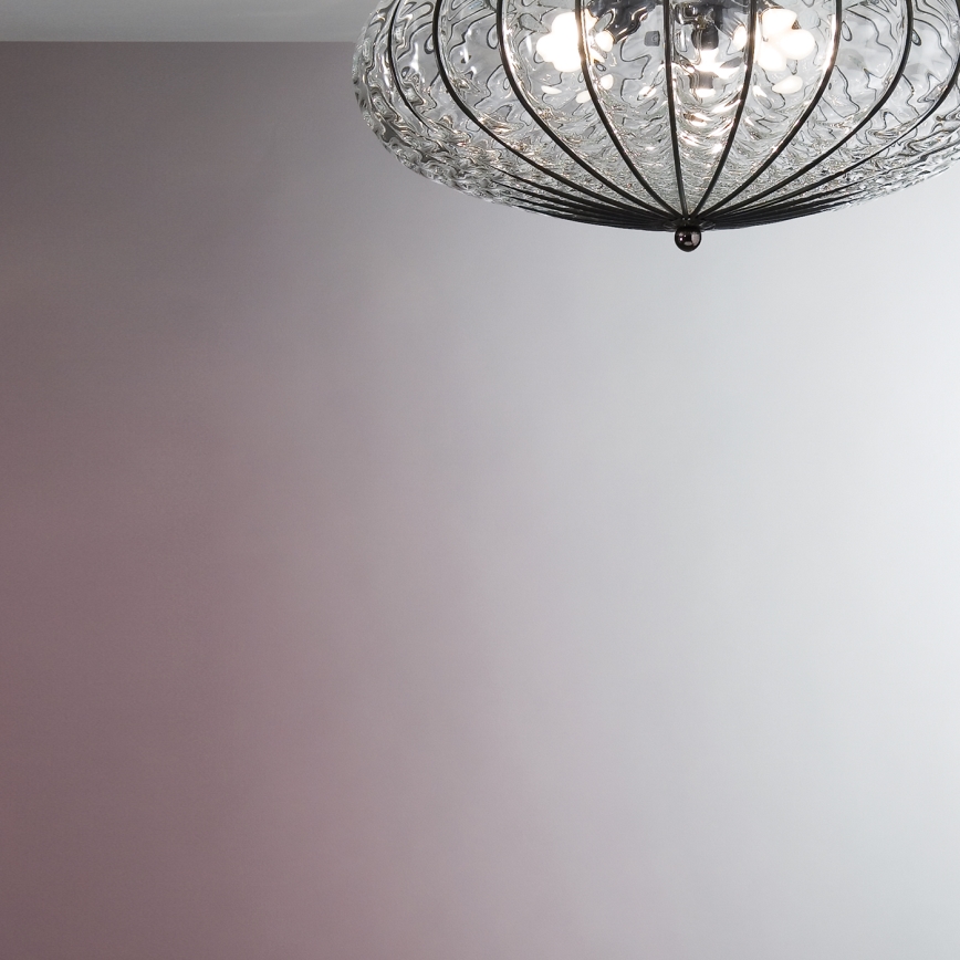 SIRU - Plafón ACCADEMIA 3xE27/60W/230V transparente/negro Vidrio veneciano