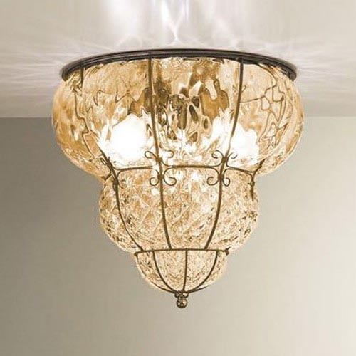 SIRU - Plafón CLASSIC 3xE14/40W/230V diá. 25 cm beige/negro Vidrio veneciano