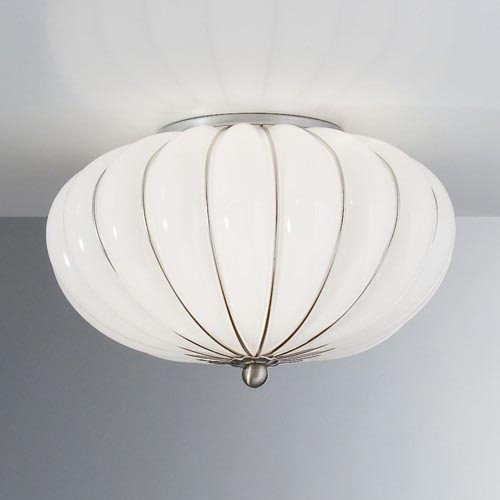 SIRU - Plafón GIOVE 2xE14/40W/230V diá. 29 cm cromo mate/blanco vidrio veneciano