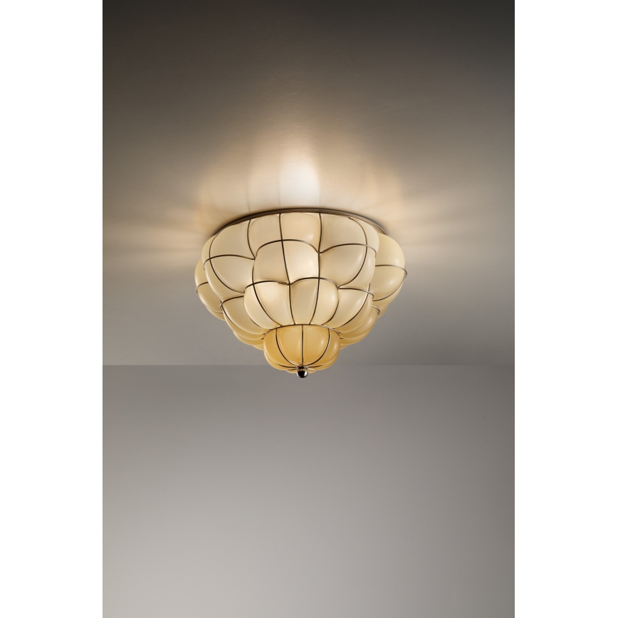 SIRU - Plafón POUFF 3xE27/60W/230V cromo brillante/beige Vidrio veneciano