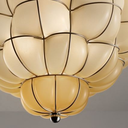 SIRU - Plafón POUFF 3xE27/60W/230V cromo brillante/beige Vidrio veneciano